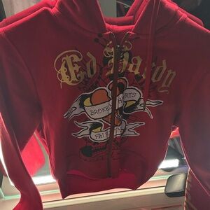 Ed Hardy Women's Red Zip-Up Hoodie